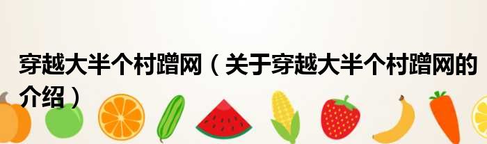 穿越大半个村蹭网（关于穿越大半个村蹭网的介绍）