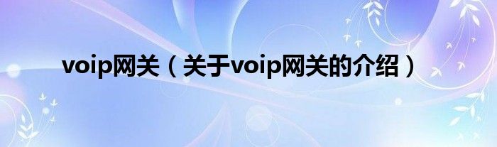 voip网关（关于voip网关的介绍）