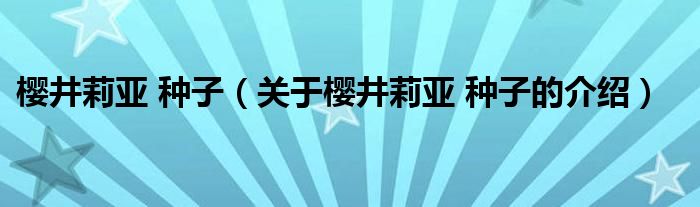 樱井莉亚 种子（关于樱井莉亚 种子的介绍）