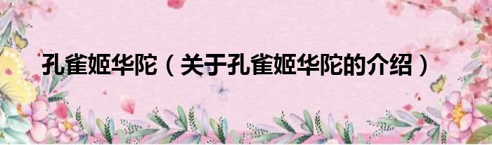 孔雀姬华陀（关于孔雀姬华陀的介绍）