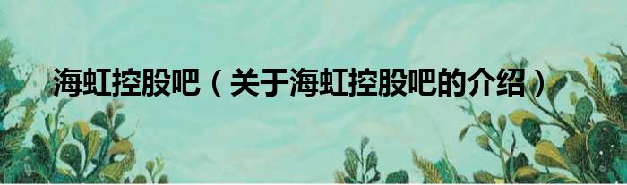 海虹控股吧（关于海虹控股吧的介绍）