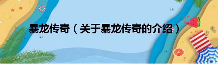 暴龙传奇（关于暴龙传奇的介绍）