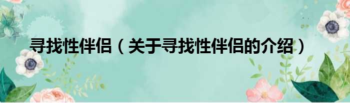 寻找性伴侣（关于寻找性伴侣的介绍）