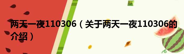 两天一夜110306（关于两天一夜110306的介绍）