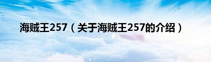 海贼王257（关于海贼王257的介绍）