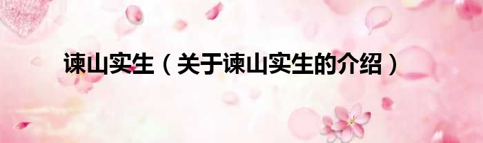 谏山实生（关于谏山实生的介绍）