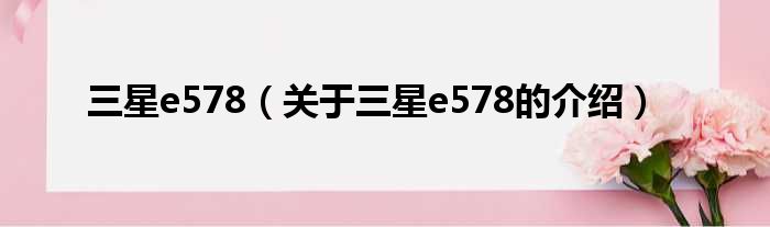 三星e578（关于三星e578的介绍）