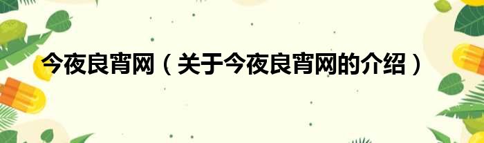 今夜良宵网（关于今夜良宵网的介绍）