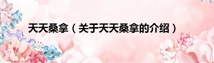 天天桑拿（关于天天桑拿的介绍）