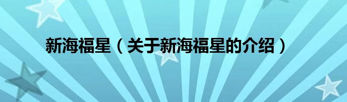 新海福星（关于新海福星的介绍）