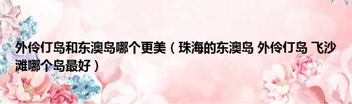 外伶仃岛和东澳岛哪个更美（珠海的东澳岛 外伶仃岛 飞沙滩哪个岛最好）