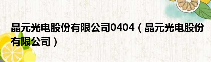 晶元光电股份有限公司0404（晶元光电股份有限公司）