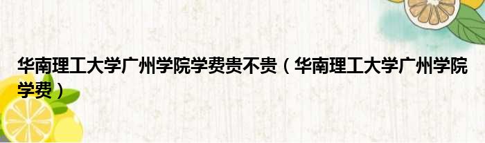 华南理工大学广州学院学费贵不贵（华南理工大学广州学院学费）