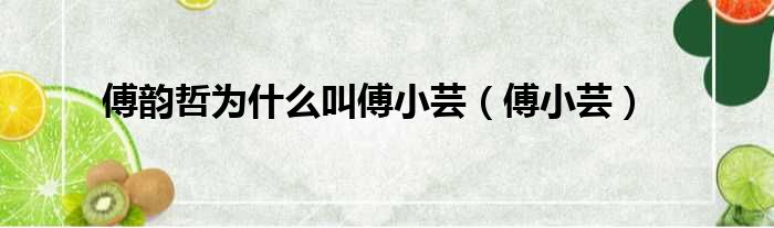 傅韵哲为什么叫傅小芸（傅小芸）