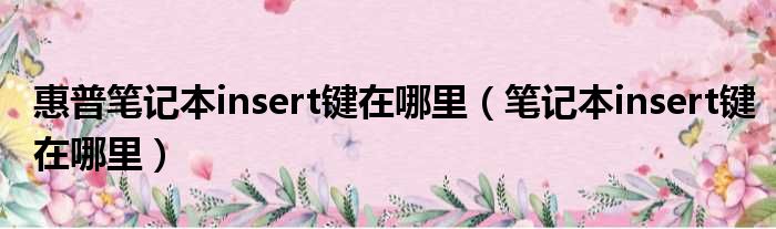 惠普笔记本insert键在哪里（笔记本insert键在哪里）