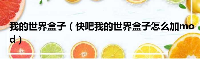 我的世界盒子（快吧我的世界盒子怎么加mod）