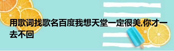 用歌词找歌名百度我想天堂一定很美,你才一去不回