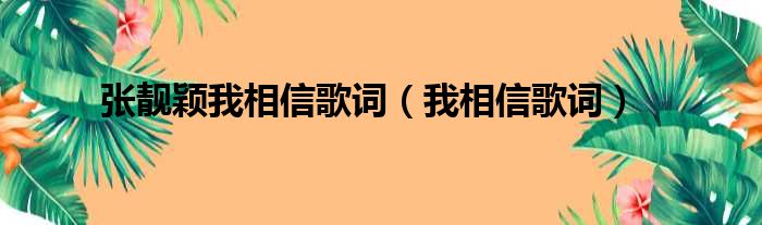 张靓颖我相信歌词（我相信歌词）
