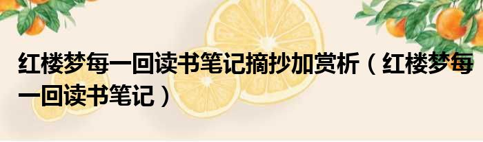 红楼梦每一回读书笔记摘抄加赏析（红楼梦每一回读书笔记）