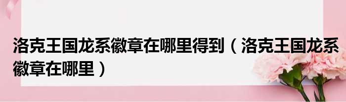 洛克王国龙系徽章在哪里得到（洛克王国龙系徽章在哪里）