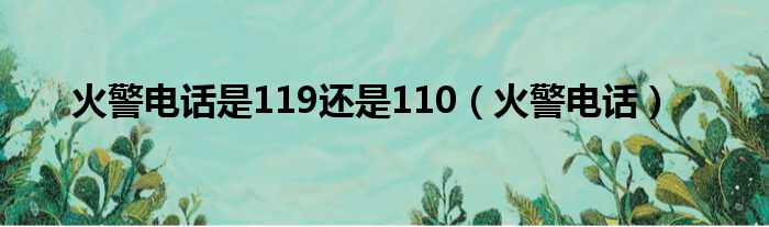 火警电话是119还是110（火警电话）