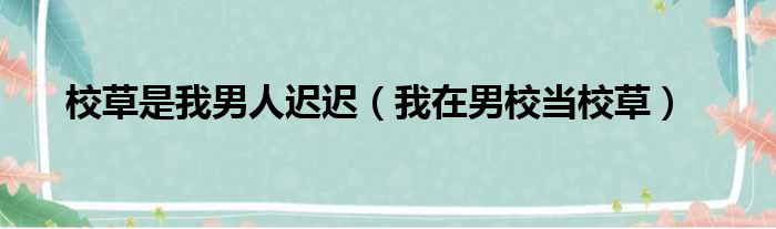 校草是我男人迟迟（我在男校当校草）