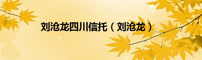 刘沧龙四川信托（刘沧龙）