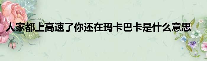 人家都上高速了你还在玛卡巴卡是什么意思