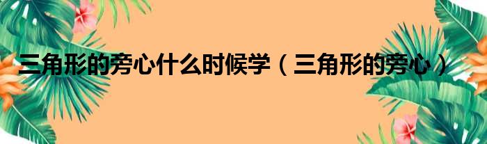 三角形的旁心什么时候学（三角形的旁心）