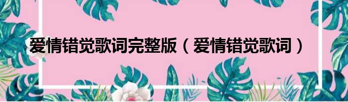 爱情错觉歌词完整版（爱情错觉歌词）