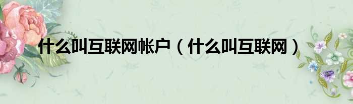 什么叫互联网帐户（什么叫互联网）