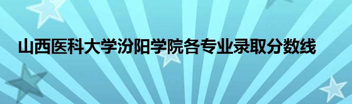 山西医科大学汾阳学院各专业录取分数线