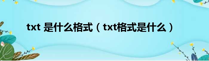 txt 是什么格式（txt格式是什么）