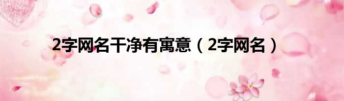 2字网名干净有寓意（2字网名）