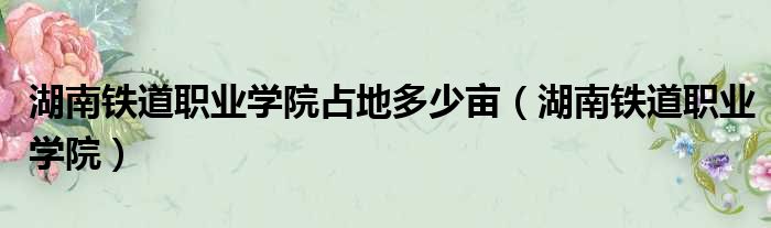 湖南铁道职业学院占地多少亩（湖南铁道职业学院）