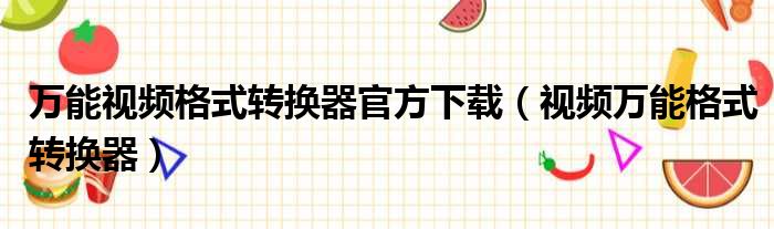 万能视频格式转换器官方下载（视频万能格式转换器）