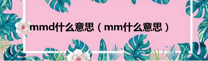 mmd什么意思（mm什么意思）