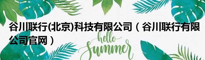 谷川联行(北京)科技有限公司（谷川联行有限公司官网）