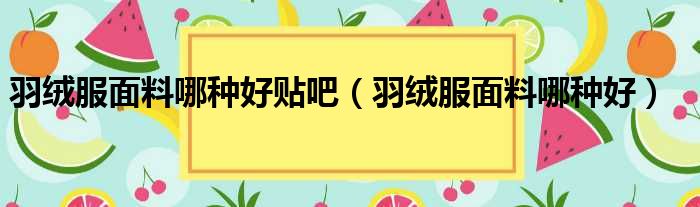 羽绒服面料哪种好贴吧（羽绒服面料哪种好）