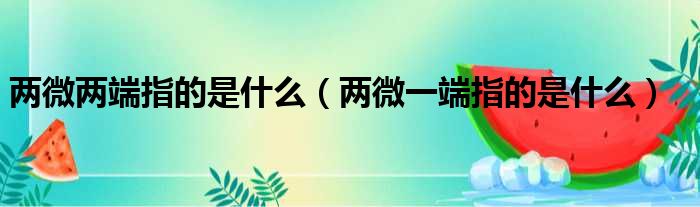 两微两端指的是什么（两微一端指的是什么）
