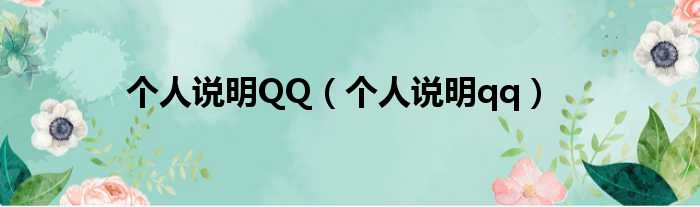 个人说明QQ（个人说明qq）