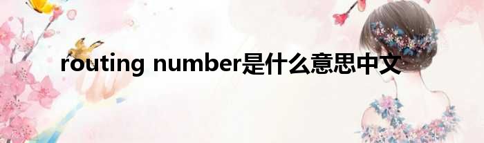 routing number是什么意思中文