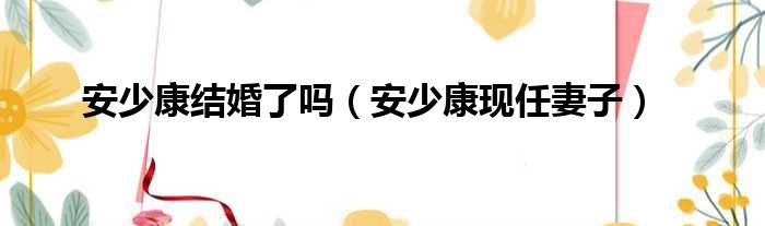 安少康结婚了吗（安少康现任妻子）