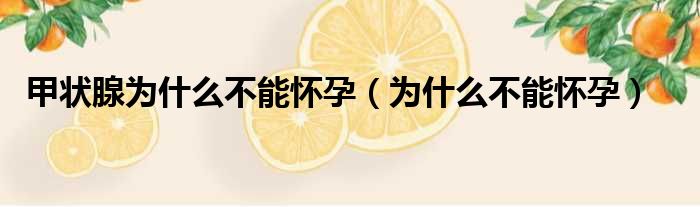 甲状腺为什么不能怀孕（为什么不能怀孕）
