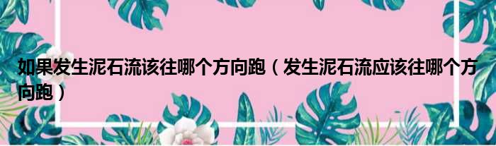 如果发生泥石流该往哪个方向跑（发生泥石流应该往哪个方向跑）