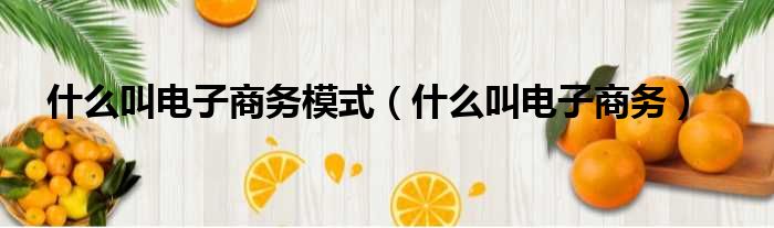 什么叫电子商务模式（什么叫电子商务）