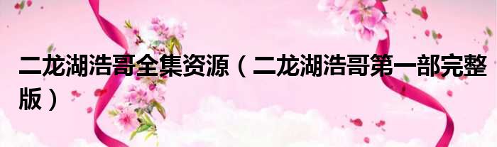 二龙湖浩哥全集资源（二龙湖浩哥第一部完整版）