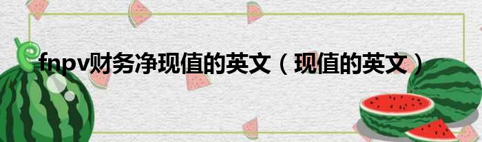 fnpv财务净现值的英文（现值的英文）