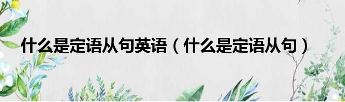 什么是定语从句英语（什么是定语从句）