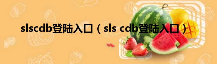 slscdb登陆入口（sls cdb登陆入口）